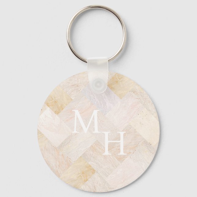 Stone Marbled Initials  Keychain (Front)