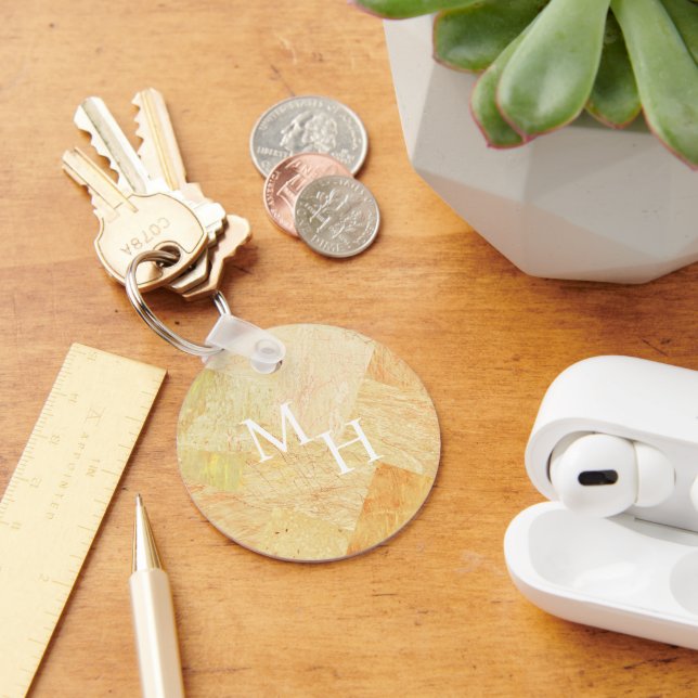 Stone Marbled Initials  Keychain (Desk)