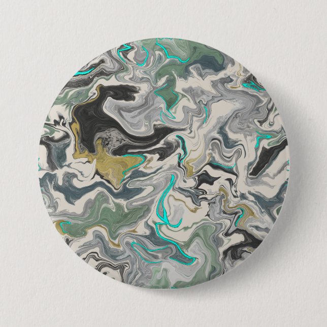 Stone Marbling with Turquoise Veins 3" Round 3 Inch Round Button (Front)