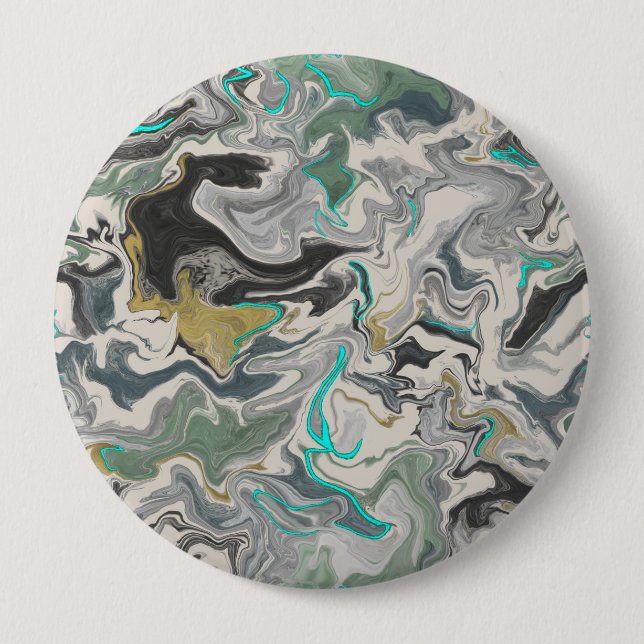 Stone Marbling with Turquoise Veins 4" Round 4 Inch Round Button (Front)