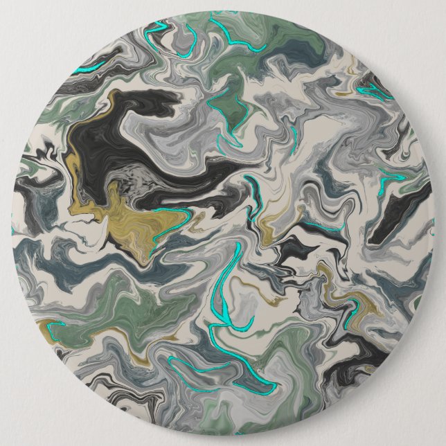 Stone Marbling with Turquoise Veins 6" Round 6 Inch Round Button (Front)