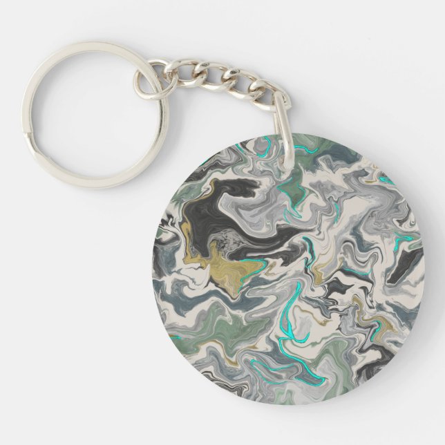 Stone Marbling with Turquoise Veins Acrylic Circle (Devant)