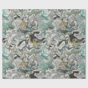 Stone Marbling with Turquoise Veins Wrapping Paper