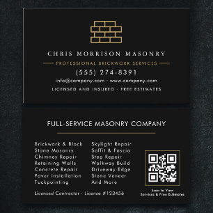 Stone Masonry Brick Mason Company QR Code Business Card