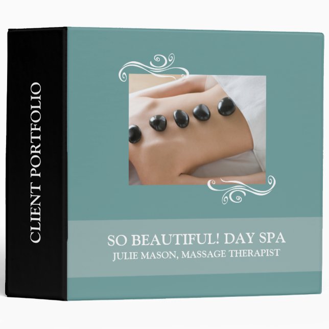 Stone Massage Therapist Day Spa Client Portfolio Binder (Front/Spine)