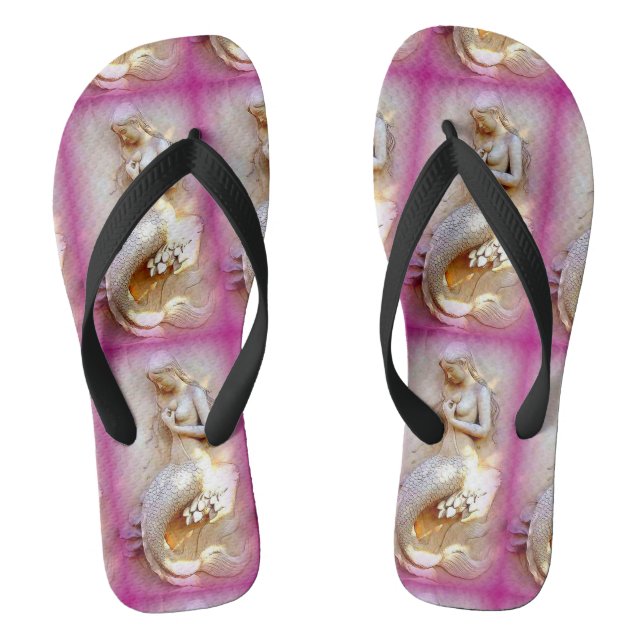stone mermaid  pink flip flops (Footbed)