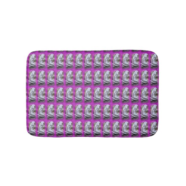 stone mermaids pattern on lavender bath mat (Front)