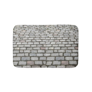 Stone Pathway Grey Cobblestone Street Sidewalk Bath Mat
