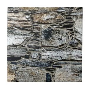 Stone-patterned Small Ceramic Tile - Grey, Brown