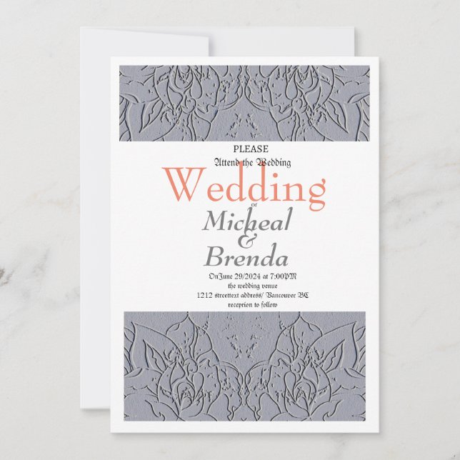 Stone Roses Motif Wedding Invitation (Front)