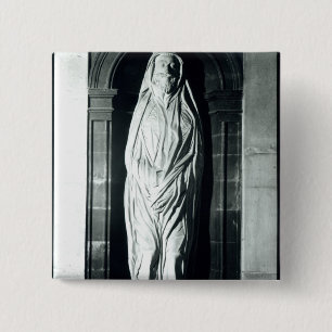 Stone sculpture of John Donne in his shroud 2 Inch Square Button