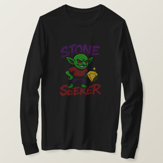 Stone Seeker – Fantasy Goblin | BLACK ONLY T-Shirt (Design Front)