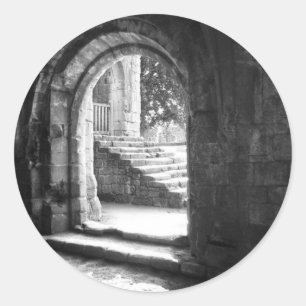 Stone Stairs In Fountains Abbey Classic Round Sticker