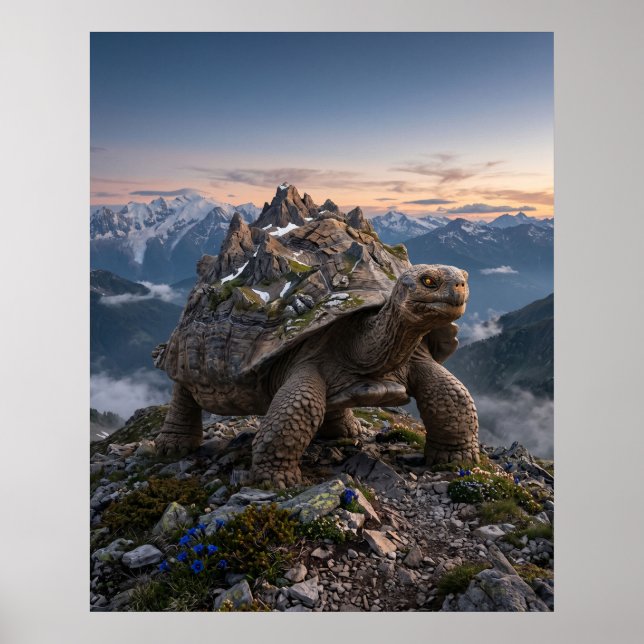 Stone Tortoise Ancient Mountain Art Poster (Front)