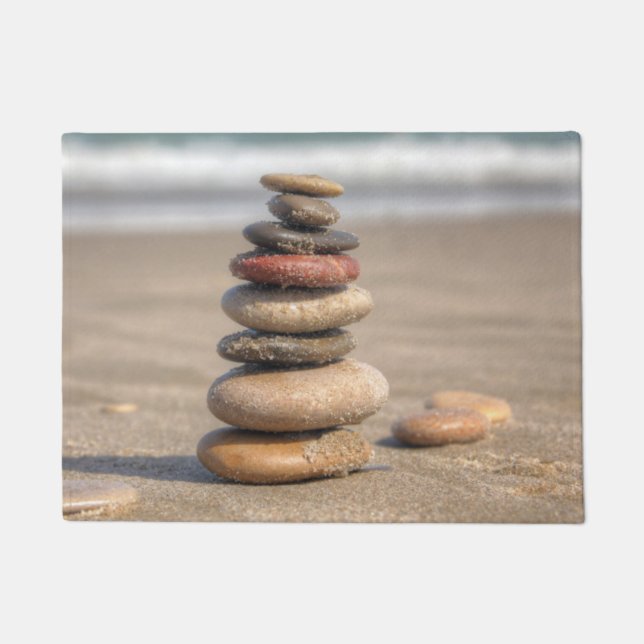 Stone Tower On Beach Doormat (Front)