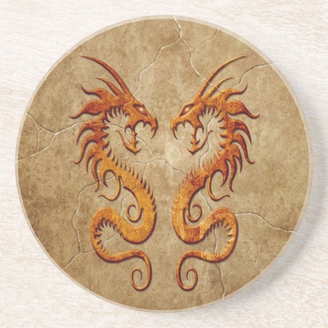 Stone Twin Dragons Coaster (Front)