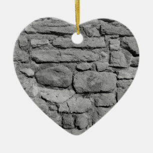 Stone Wall. Black and white. Ceramic Ornament