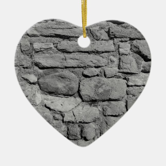 Stone Wall. Black and white. Ceramic Ornament (Front)