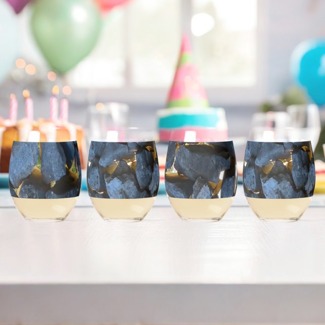 Stone wall built in Croatian style       Stemless Wine Glass (Insitu (Birthday))