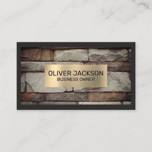 Stone Wall Gold Metallic Brushed Frame Business Card