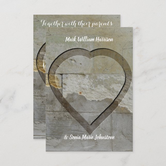 Stone wall heart wedding invitation (Front/Back)