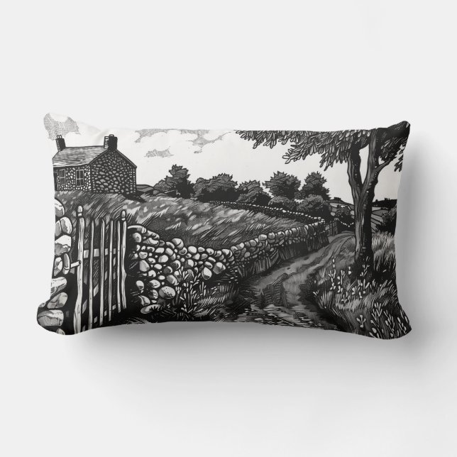 Stone Wall in Connecticut Throw Pillow (Front)