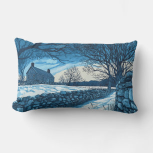 Stone Wall in Connecticut Winter Throw Pillow
