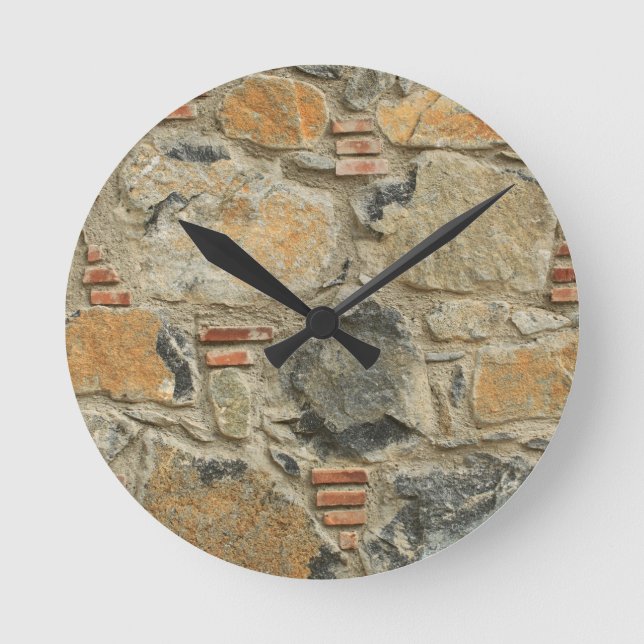 Stone wall round clock (Front)