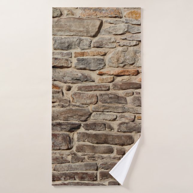Stone wall rustic texture  background bath towel (Bath Towel)