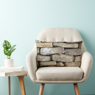 Stone Wall Stacked Rocks Lumbar Pillow