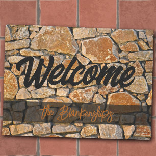 Stone Wall Welcome Custom Doormat