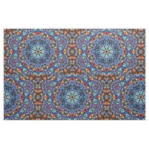Stone Wonder Vintage Blue Fractal Kaleidoscope Fabric