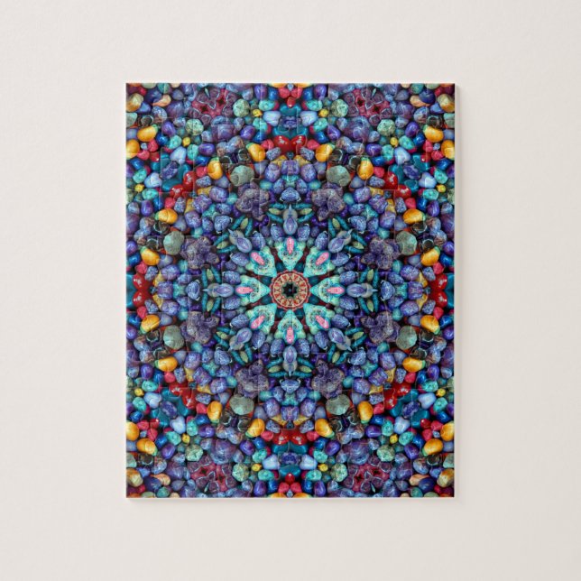 Stone Wonder  Vintage Blue Fractal Kaleidoscope Jigsaw Puzzle (Vertical)