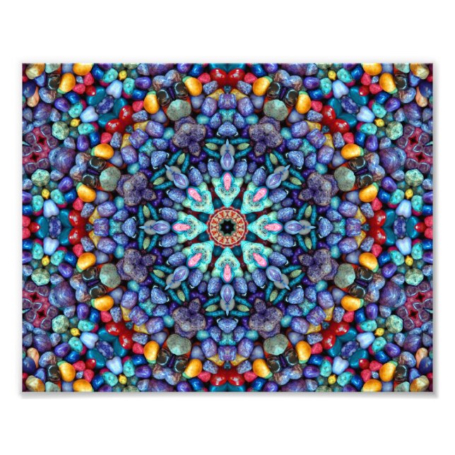 Stone Wonder  Vintage Blue Fractal Kaleidoscope Photo Print (Front)