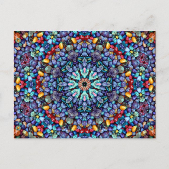 Stone Wonder  Vintage Blue Fractal Kaleidoscope Postcard (Front)
