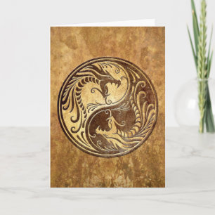Stone Yin Yang Dragons Card