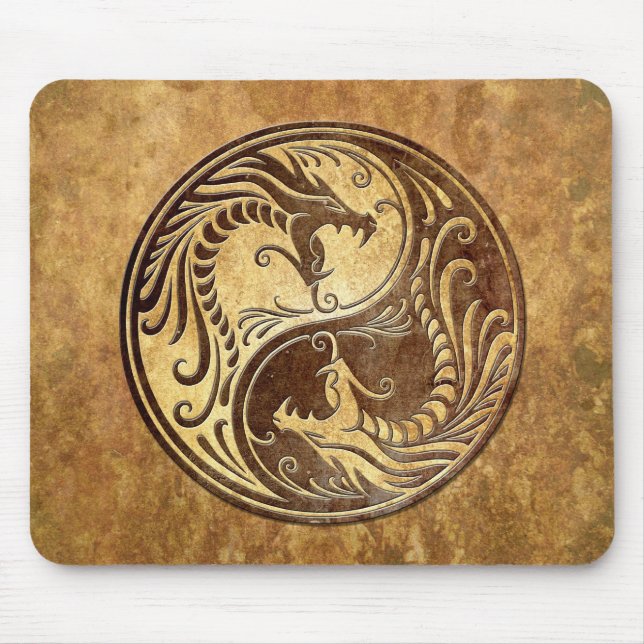 Stone Yin Yang Dragons Mouse Pad (Front)