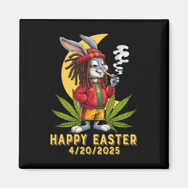 Stoned Easter Bunny With Joint Easter 2  Magnet (Front)
