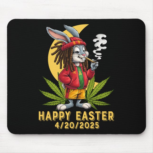 Stoned Easter Bunny With Joint Easter 2  Mouse Pad (Front)