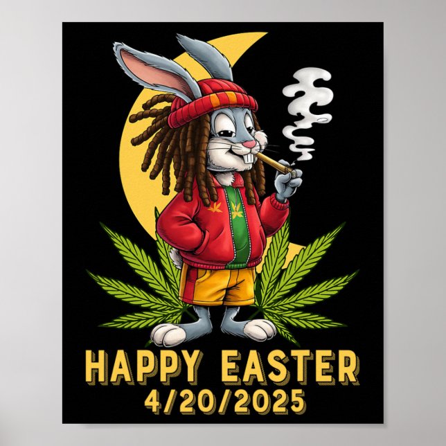 Stoned Easter Bunny With Joint Easter 2  Poster (Front)