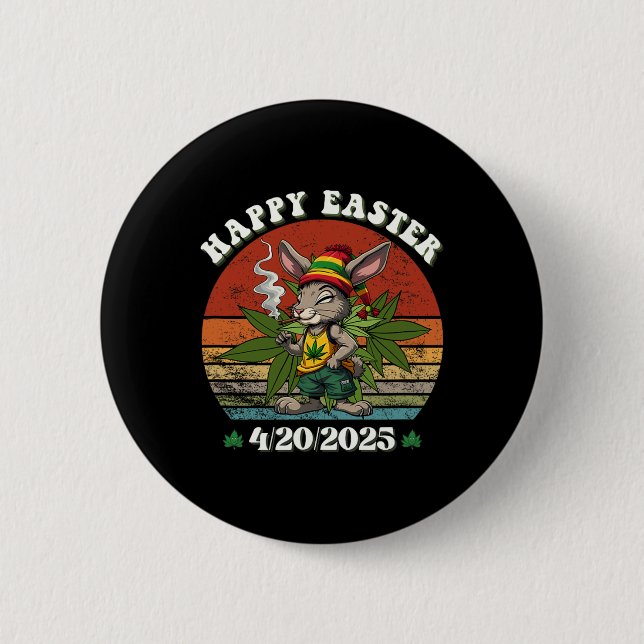 Stoned Easter Bunny With Joint Easter Day 4  2 Inch Round Button (Front)