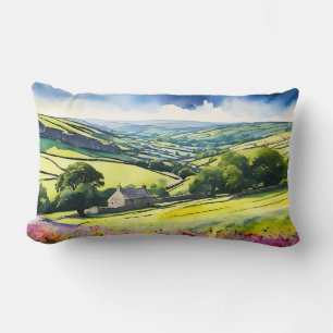 “Stonedale” Wide Landscape Yorkshire Dales Scene Lumbar Pillow