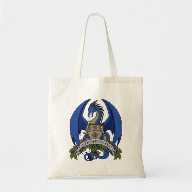 Stonefire Dragons Crest (Blue) Grocery Tote Bag (Front)