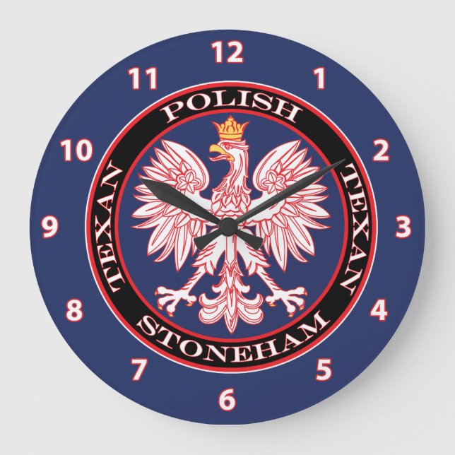Stoneham Round Polish Texan Large Clock (Front)