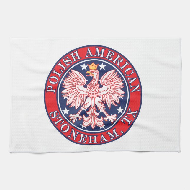 Stoneham Texas Polish American Eagle Kitchen Towel (Horizontal)