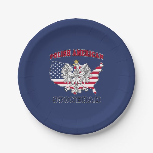 Stoneham Texas Polish American Paper Plate (Front)