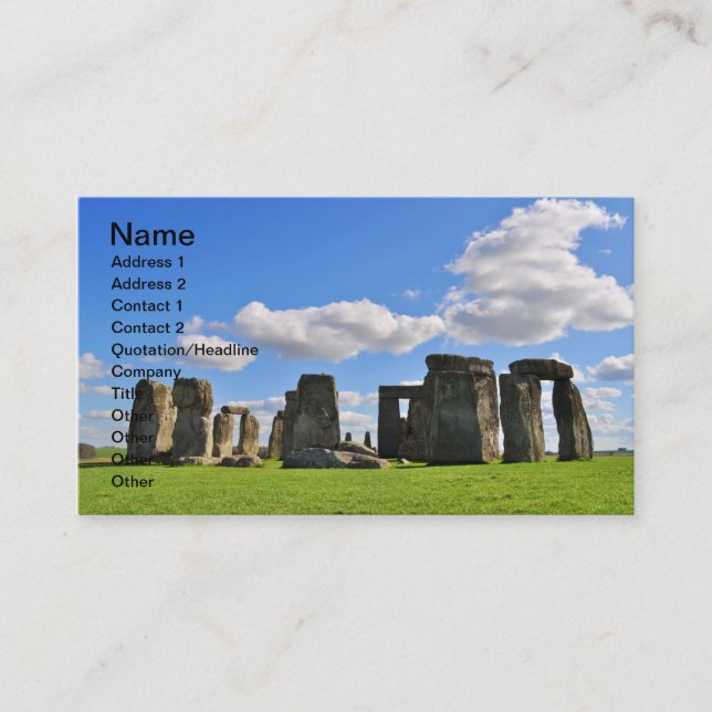 Stonehenge 12 business card (Front)