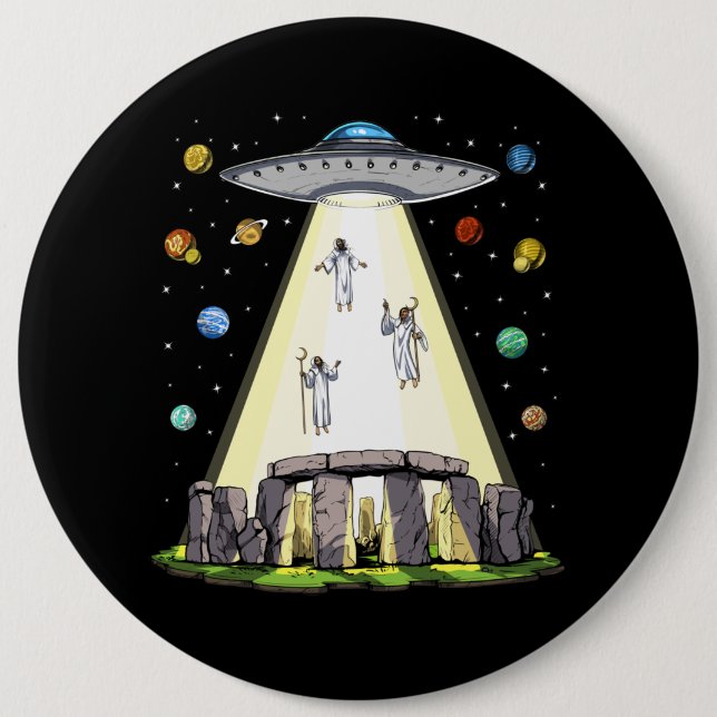 Stonehenge Alien Abduction 6 Inch Round Button (Front)
