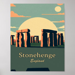 Stonehenge Angleterre Poster d'art Vintage minimal