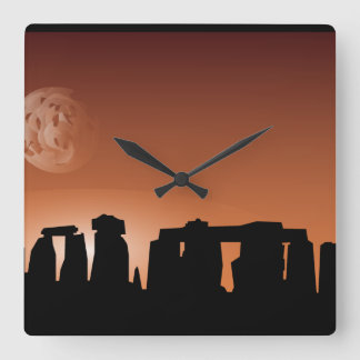 Stonehenge historic site sunset clock